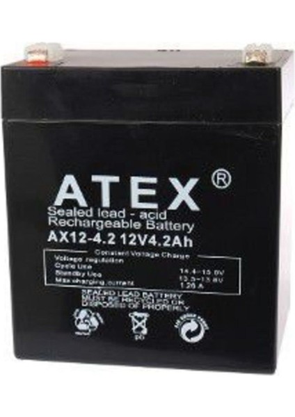 AX-12V 4.2AH Bakımsız Kuru Akü Akü Atex