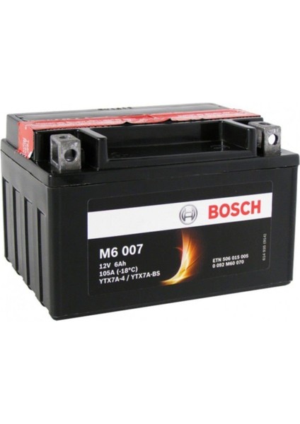 YTX7A Bs M6007 12 V 6 Amper Motosiklet Akü Bosch YTX7A