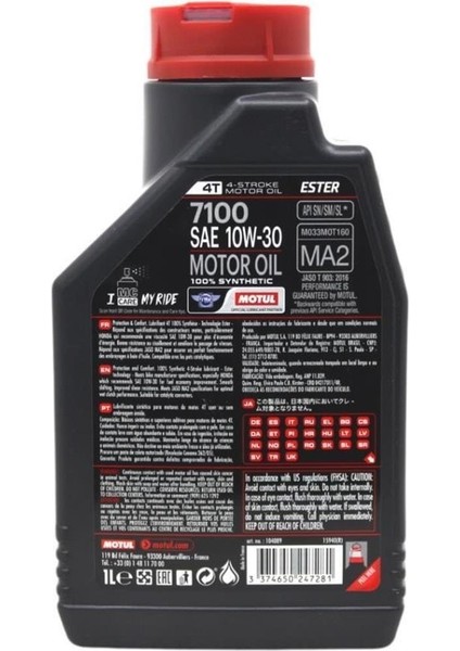 7100 10W30 4t 1 Litre Motosiklet Yağı