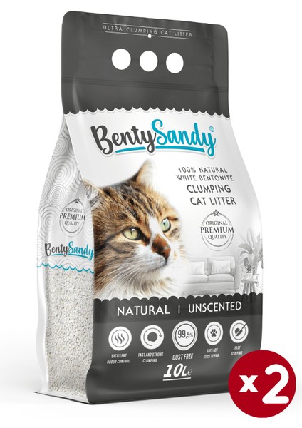 Naturel Kokusuz Topaklanan İnce Taneli Kedi Kumu 10lx2