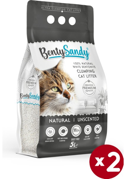 Naturel Kokusuz Topaklanan İnce Taneli Kedi Kumu 5lx2