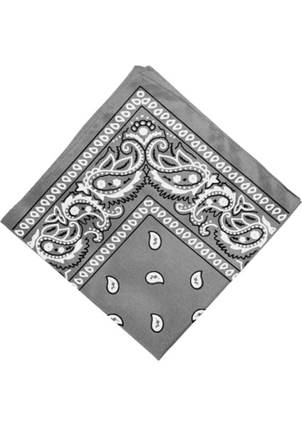 Unisex Çift Taraflı Baskı Bandana Kafa Sarma Boyun Kafa Bandı Mendil Gri (Yurt Dışından)