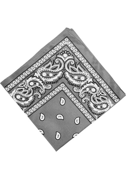 Unisex Çift Taraflı Baskı Bandana Kafa Sarma Boyun Kafa Bandı Mendil Gri (Yurt Dışından)