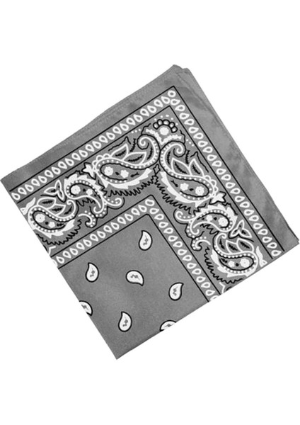 Unisex Çift Taraflı Baskı Bandana Kafa Sarma Boyun Kafa Bandı Mendil Gri (Yurt Dışından)
