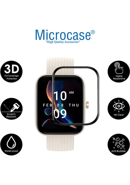 Amazfit Bip 3 1.69 Inch Tam Kaplayan Kavisli Ekran Koruyucu 3D Pet Film - Siyah AL3385 fiyatları