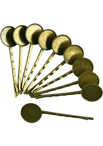 10 Parça. Yuvarlak Cabochon Saç Tokası Dıy Mücevher (Yurt Dışından)