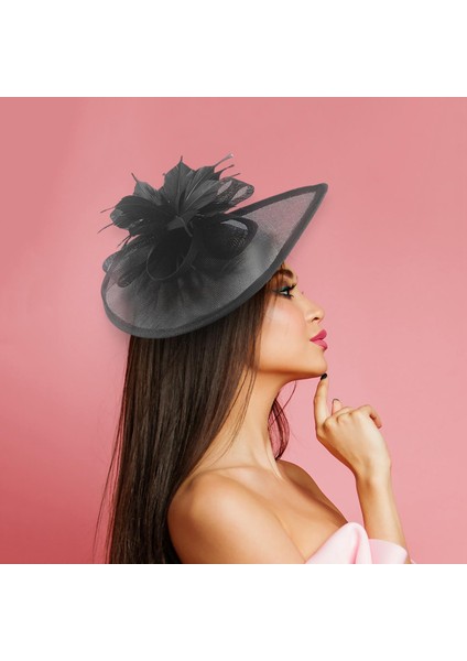 2pcs Kadın Tüy Head Band Hat Fascinator Düğün Partisi Ascot, Siyah Beyaz, Kadınlar Siyah Beyaz (Yurt Dışından)