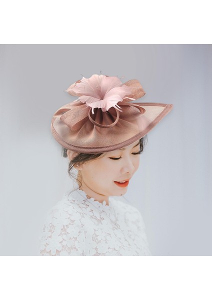 2x Mesh Fascinator Hat Saç Klipsi Kişme Kokteyl Çay Partisi Pembe Gül Kırmızı (Yurt Dışından)