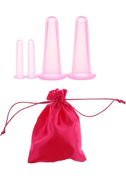 Set 4x Silikon Kaldırma Masaj Cuping Set Masaj Yüz Boyun Pembesi (Yurt Dışından)