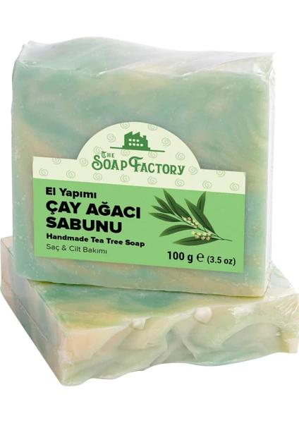 The Soap Factory İpek Seri El Yapımı Çay Ağacı Sabunu 100 g - Vegan - Lüks - Çevre Dostu - Bütün Cilt Tiplerine Uygun - Soğuk Sıkım - Üstün Cilt Bakımı - Bitkisel