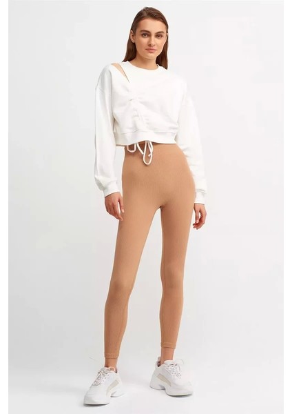 Kadın Camel Fitilli Dikişsiz Tayt (P3576-07)