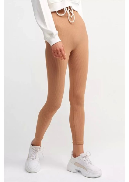 Kadın Camel Fitilli Dikişsiz Tayt (P3576-07) modelleri