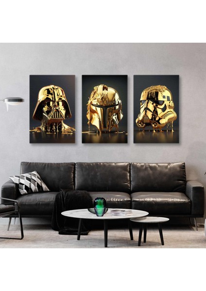 Star Wars Altın Jedi Maskı Gold Liquid Mask Kanvas Tablo