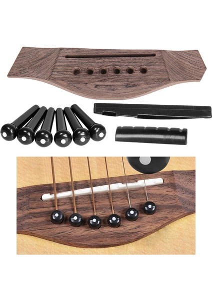 6string Ahşap Gitar Köprüsü Pimler Pegs Somun Edin (Yurt Dışından) modelleri