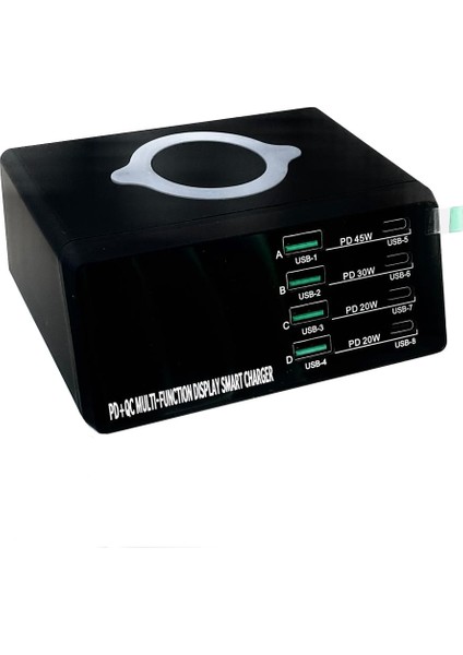 X9D 110W Çoklu Bağlantı Noktalı Akıllı Şarj Istasyonu + Kablosuz Şarj Cihazı AC100-240V