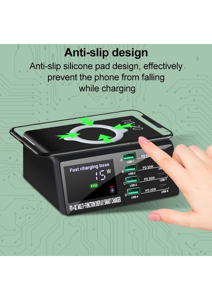 X9D 110W Çoklu Bağlantı Noktalı Akıllı Şarj Istasyonu + Kablosuz Şarj Cihazı AC100-240V