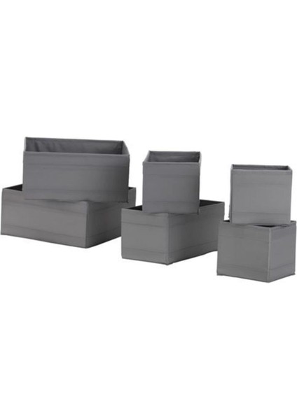 Skubb Çekmece Içi Düzenleyici Kutu Seti, Koyu Gri ( 6 Parça Set)