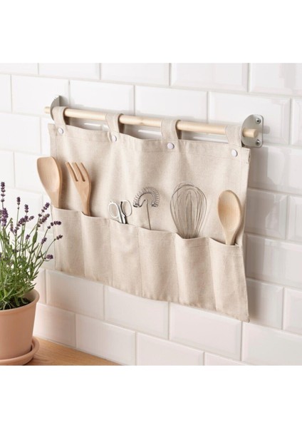 Nereby 45X60 cm Duvar Rayına Asılabilir 6 Gözlü Natürel Düzenleyici Cep Organızer