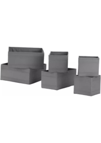 Skubb Çekmece Içi Düzenleyici Kutu Seti, Koyu Gri ( 6 Parça )