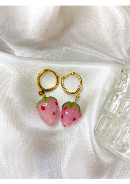 Pembe Çilek Küpe