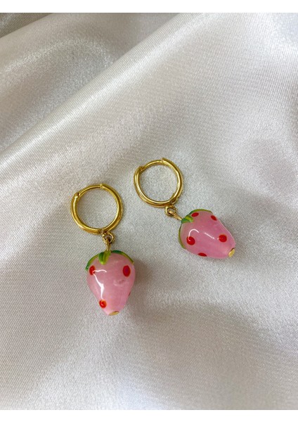 Pembe Çilek Küpe
