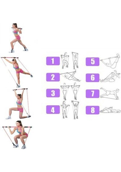 Portable Studio Pilates Jimnastik Egzersiz Çubuğu Siyah Kondisyon Barı Aleti Direnç Lasti fiyatları