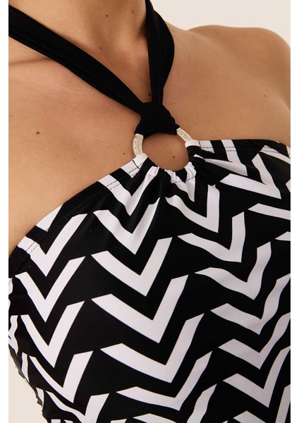40660 Siyah Desenli Tankini