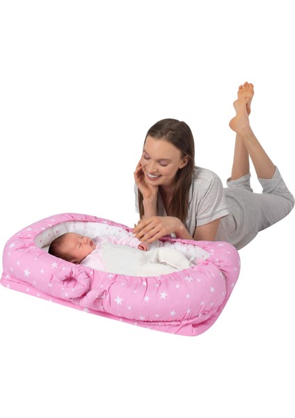 Anne Yanı Bebek Yatağı ART-274 Pembe Yıldız