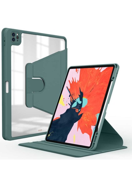 Apple Ipad Pro 4. Nesil M2 Çip 2022 11 Inç Tablet Uyumlu 360 Dönebilen Kalem Bölmeli Standlı Kılıf