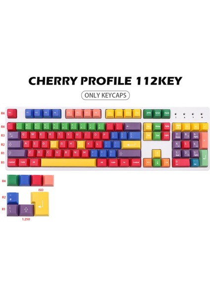 61 Için 112-KEY Pbt Rainbow Key Kapak Aksesuarları (Yurt Dışından)