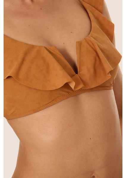 5400 Bordo Fırfırlı Bikini Takımı