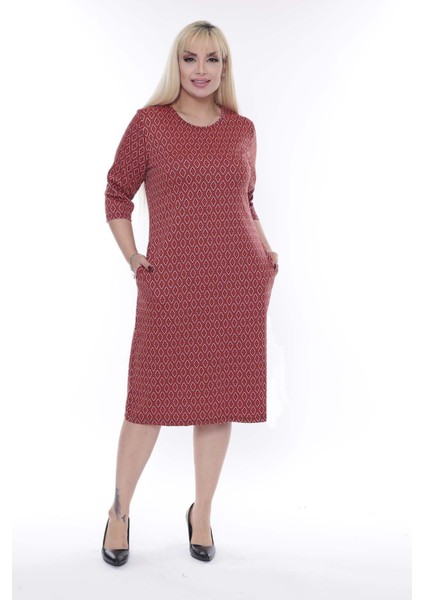 Jakarlı Cepli Kışlık Büyük Beden Elbise 30A-2269 fiyatları