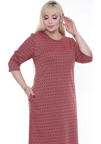 Jakarlı Cepli Kışlık Büyük Beden Elbise 30A-2269 fırsatları