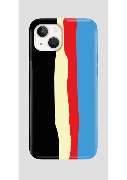 iPhone 14 Kılıf Gökkuşağı Liquid Lansman Içi Dokulu Silikon Telefon Kılıfı Krem Siyah Kırmızı Mavi