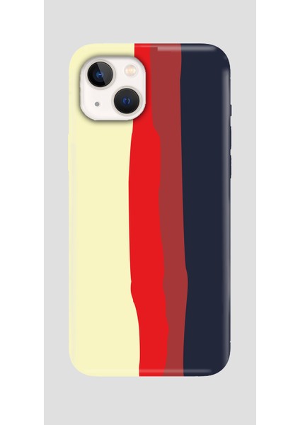 iPhone 14 Kılıf Gökkuşağı Liquid Lansman Içi Dokulu Silikon Telefon Kılıfı Krem Siyah Gri