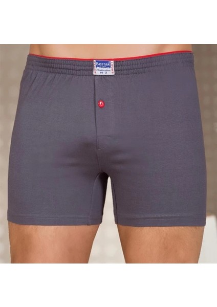 Erkek 3" Lü Füme Penye Pamuklu Dügmeli Boxer 1099