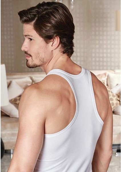 Erkek 6"lı Beyaz Likralı Pamuklu Rambo Sporcu Atlet 1015