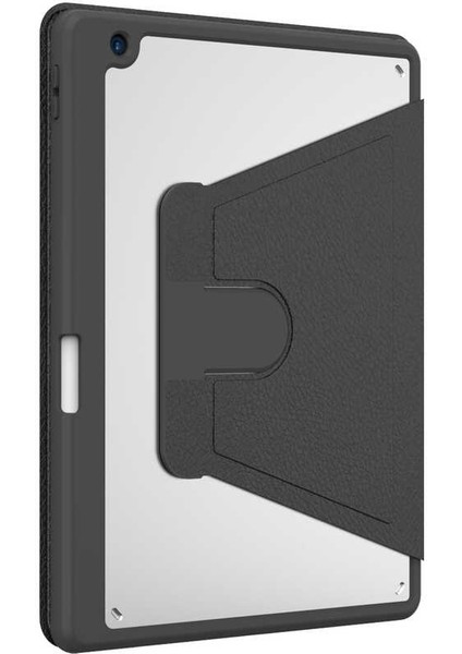 Apple iPad 10.2 8. ve 9. Nesil 2020/2021 Kılıf Kalemlikli 360 Dönebilen Standlı Şeffaf Tablet Kılıfı