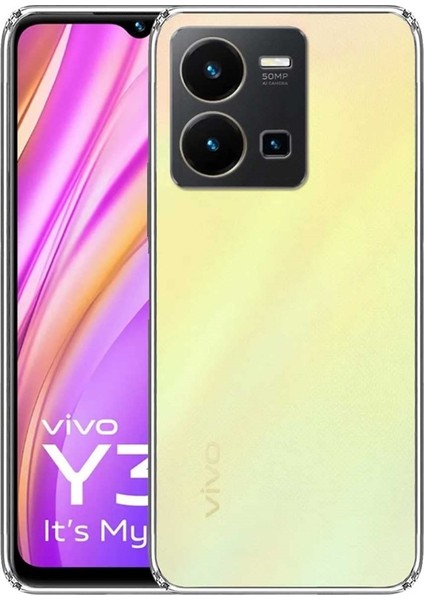 Vivo Y35 Kılıf Silikon Kamera Lens Koruyuculu Şeffaf