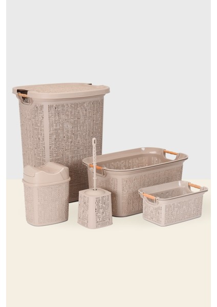 Tuffex Woow Serisi 5 Parça Banyo Seti - Kirli Sepeti ve Çamaşır Sepeti Setleri