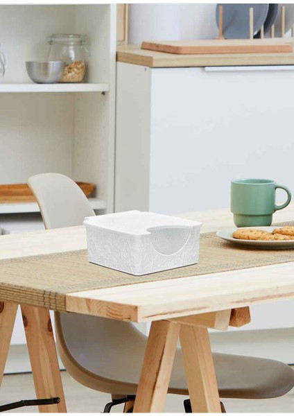 Tuffex Dantel Model Kapaklı Dekoratif Peçetelik - Beyaz