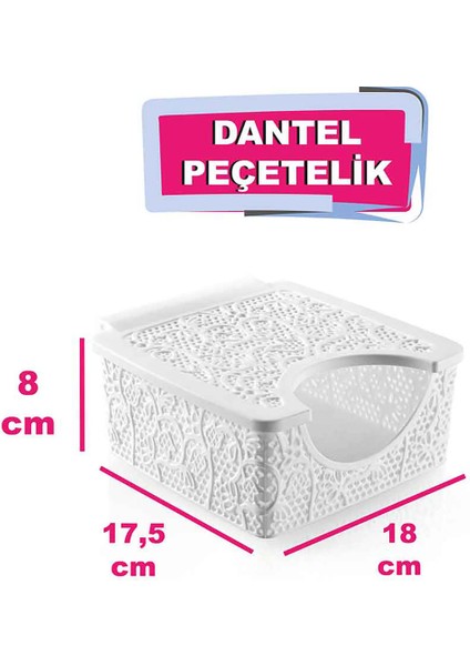 Tuffex Dantel Model Kapaklı Dekoratif Peçetelik - Beyaz