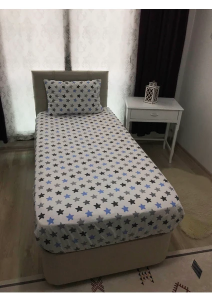 Snr Home Collection 120X200 Mavi Yıldızlı Pamuklu Genç Odası Lastikli Çarşaf Takımı