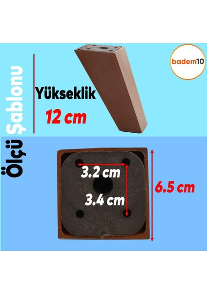 Linden Lüks Mobilya Kanepe Sehpa Tv Ünitesi Koltuk Ayağı 12 Cm Kahverengi Baza Ayakları