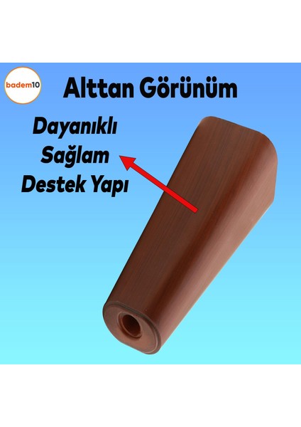 Linden Lüks Mobilya Kanepe Sehpa Tv Ünitesi Koltuk Ayağı 12 Cm Kahverengi Oval Baza Ayakları