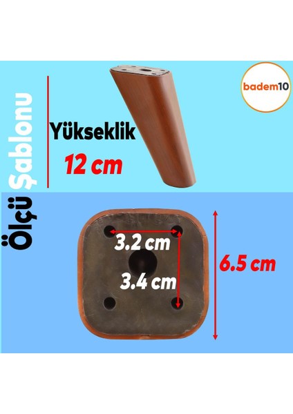 Linden Lüks Mobilya Kanepe Sehpa Tv Ünitesi Koltuk Ayağı 12 Cm Kahverengi Oval Baza Ayakları