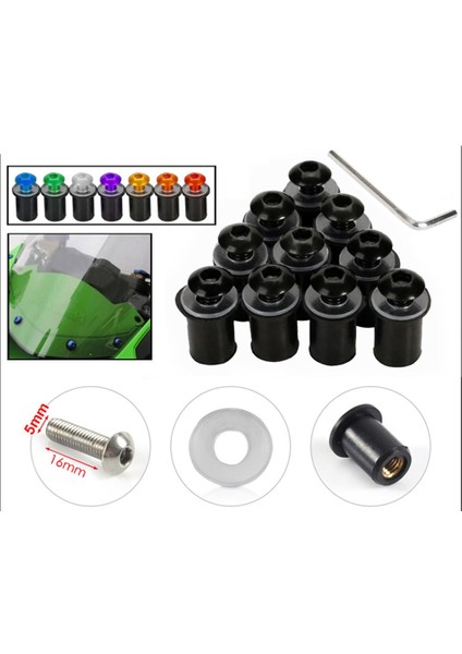 10 Adet Evrensel Ön Cam Ön Cam Cıvataları Vida Kiti M5 5mm Cıvata (Yurt Dışından) fiyatları