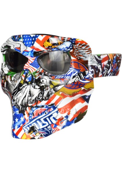 Motosiklet Kafatası Yüz Gözlükleri - Scrawl Desen - (Moto) Gözlük (Yurt Dışından) modelleri