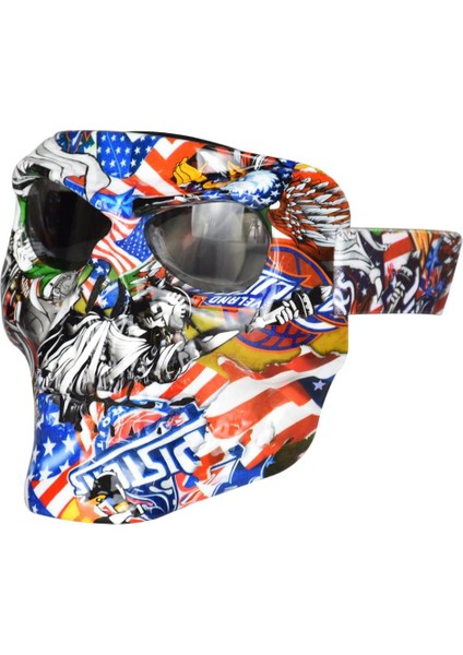 Motosiklet Kafatası Yüz Gözlükleri - Scrawl Desen - (Moto) Gözlük (Yurt Dışından) fırsatları