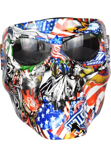 Motosiklet Kafatası Yüz Gözlükleri - Scrawl Desen - (Moto) Gözlük (Yurt Dışından) indirimleri